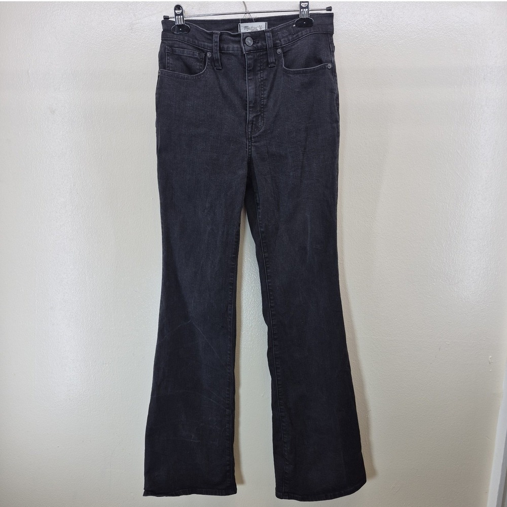 Madewell Flare Jeans Womens 27 High-Rise Stretch Black Denim - Picture 1 of 9